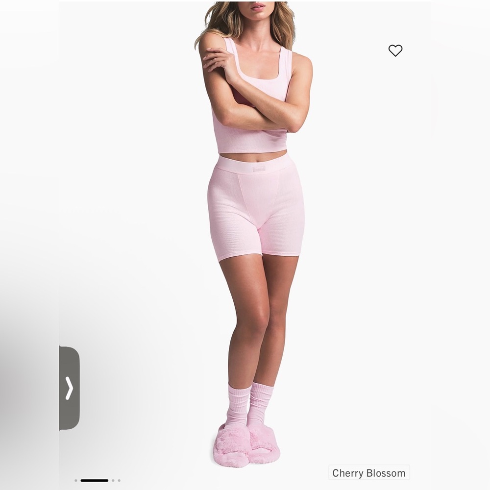 SKIMS cherry blossom Ribbed Tank and Boxer Shorts Set